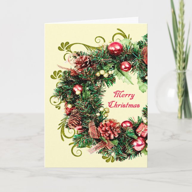 Tarjeta de vacaciones Wreath para navidades (Anverso)