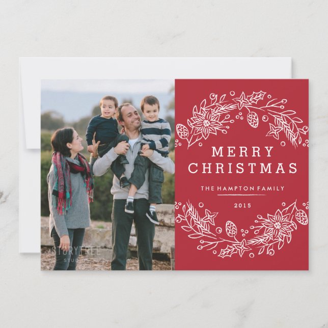 Tarjeta de vacaciones Wreath para navidades - Berr (Anverso)