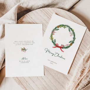 Tarjeta de vacaciones Wreath para Navidades de acu