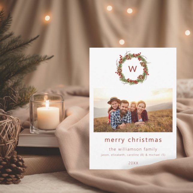 Tarjeta de vacaciones Wreath para Navidades fotogr (Subido por el creador)