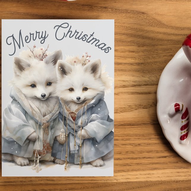 Tarjeta de vacaciones XL Adorable Artic Foxes (Subido por el creador)