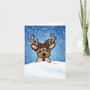 Tarjeta de vacaciones Yorkie Reindeer