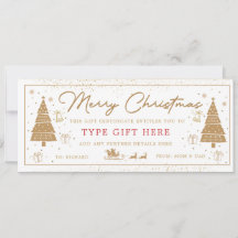 Tarjeta de Vale de Regalo de Navidad Árbol de Oro