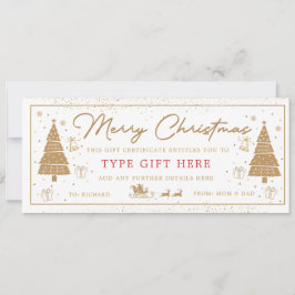 Tarjeta de Vale de Regalo de Navidad Árbol de Oro