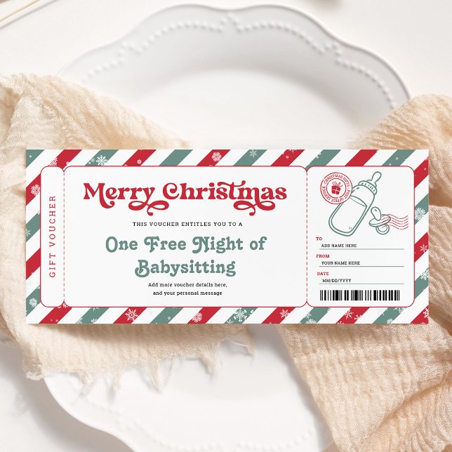 Tarjeta de vale de regalo de Navidad de niñera (Subido por el creador)