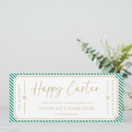 Tarjeta de Vale de Regalo de Pascua Feliz Verde Ja