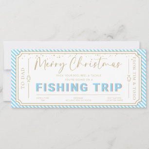 Tarjeta de vale de regalo de viaje de pesca azul c