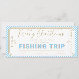 Tarjeta de vale de regalo de viaje de pesca azul c