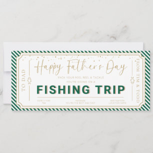 Tarjeta de vale de regalo de viaje de pesca verde