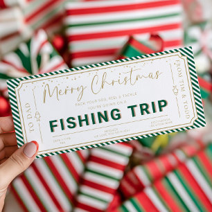 Tarjeta de vale de regalo de viaje de pesca verde