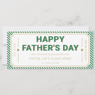 Tarjeta de vale de regalo del Día del Padre Verde