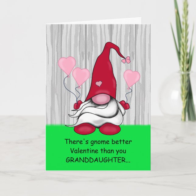 Tarjeta de Valentine de la nieta Gnome (Anverso)