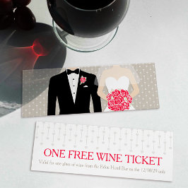 Tarjeta de vales de vino tinto para boda de novias