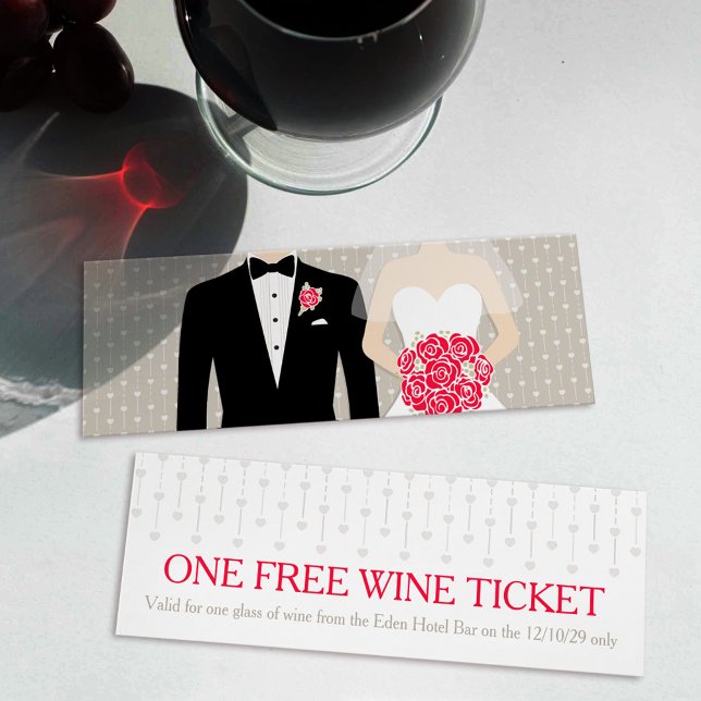 Tarjeta de vales de vino tinto para boda de novias (Subido por el creador)