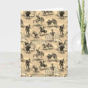Tarjeta de vaquero de rodeo occidental retro vinta