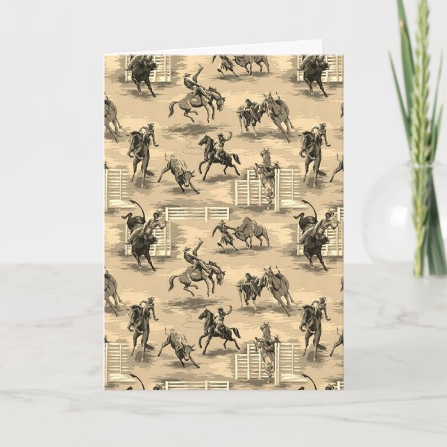 Tarjeta de vaquero de rodeo occidental retro vinta (Anverso)