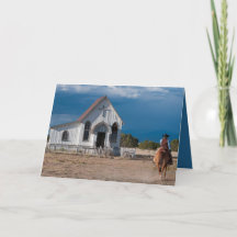 Tarjeta De Vaquero Viajando A Navidades De La Igle