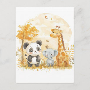 Tarjeta de vector de dibujos animados de animales