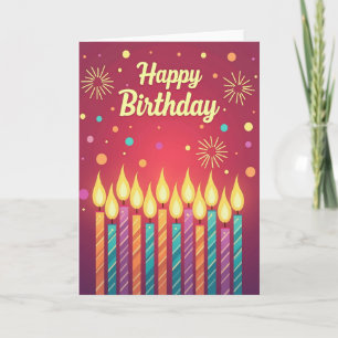 Tarjeta de vela de cumpleaños brillante