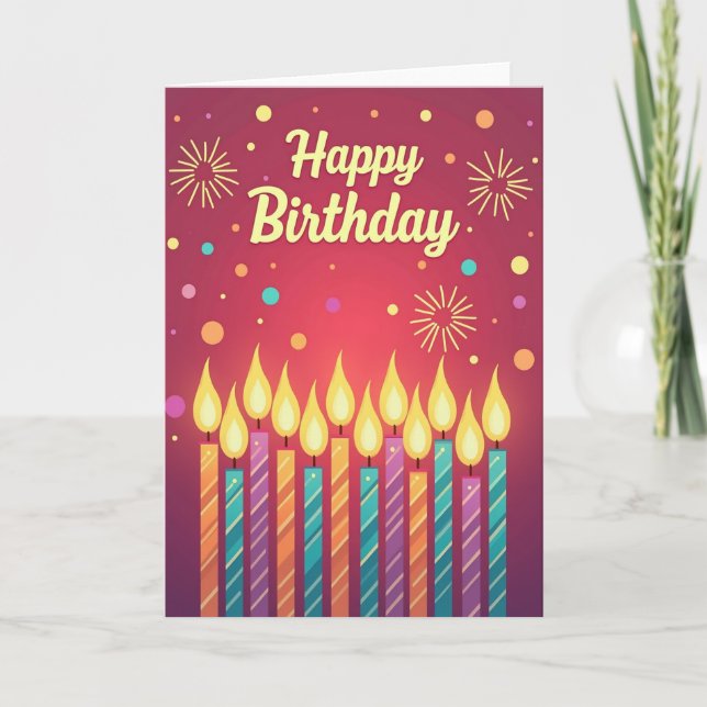 Tarjeta de vela de cumpleaños brillante (Anverso)