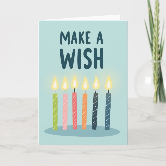 Tarjeta de Vela de Cumpleaños 'Haz un Deseo' (Anverso)