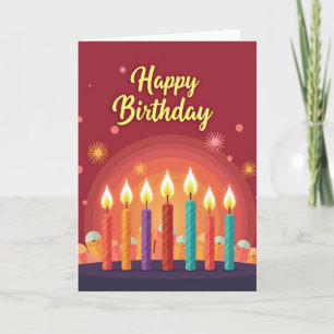 Tarjeta de vela de cumpleaños vibrante