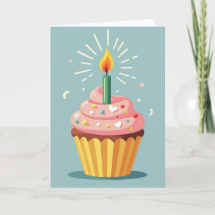 Tarjeta de Vela de Cupcake Dulce