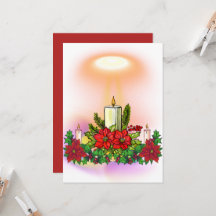 Tarjeta de vela de Navidad con poinsettia