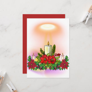 Tarjeta de vela de Navidad con poinsettia
