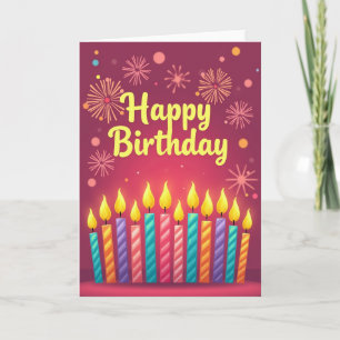 Tarjeta de vela de rayas de cumpleaños