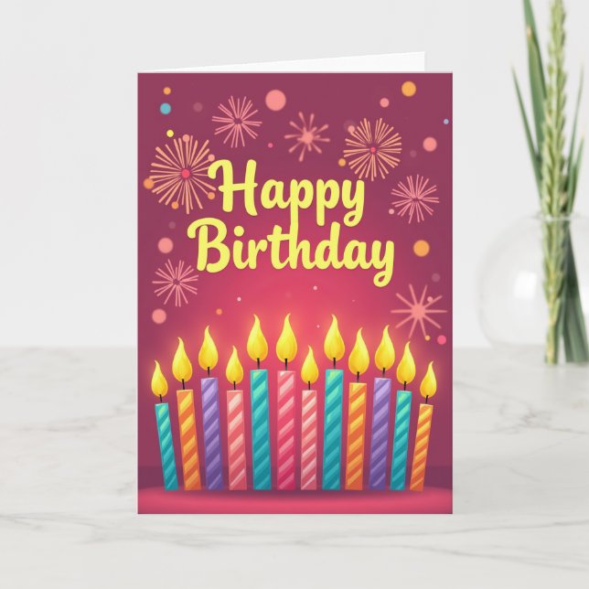 Tarjeta de vela de rayas de cumpleaños (Anverso)