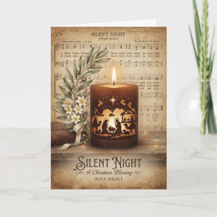 Tarjeta de vela silenciosa vintage de Navidad
