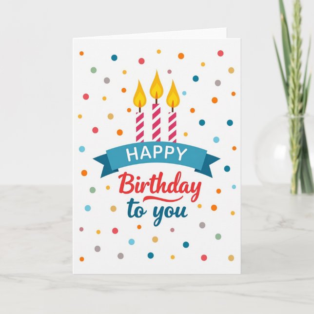 Tarjeta de Velas Alegres de Cumpleaños (Anverso)