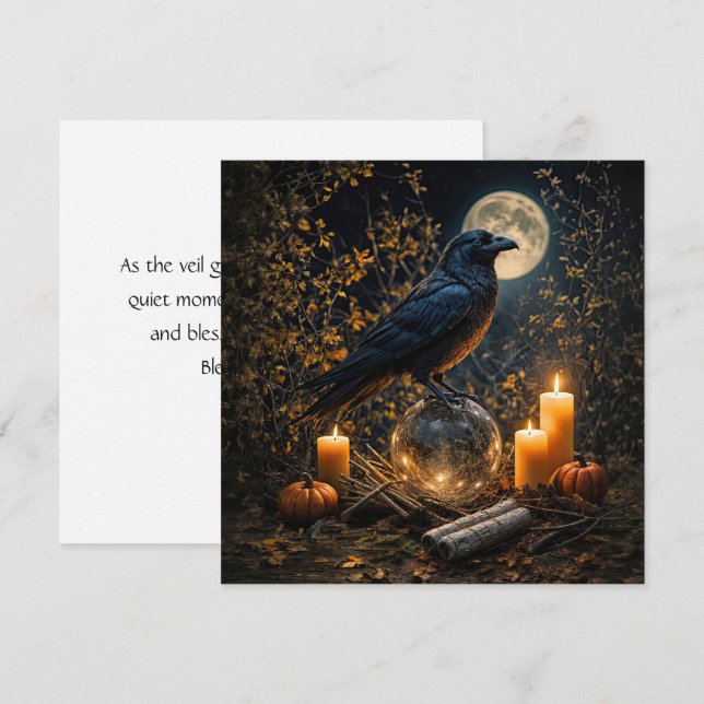 Tarjeta de velas de cuervo negro hermoso de Samhai (Anverso / Reverso)