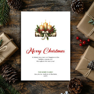 Tarjeta de velas de Navidad elegantes con diseño d