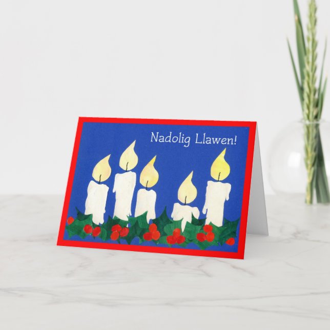 Tarjeta de velas de Navidades galeses (Anverso)