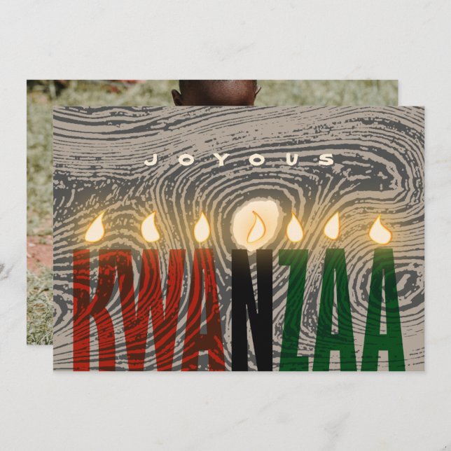 Tarjeta de velas rustica de Kwanzaa (Anverso / Reverso)
