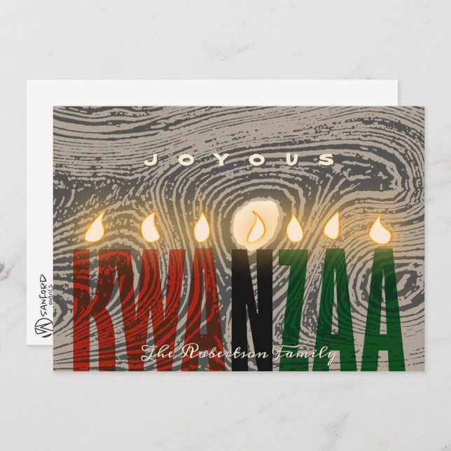 Tarjeta de velas rustica de Kwanzaa (Anverso / Reverso)