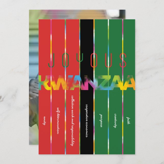 Tarjeta de velas Stripes Kwanzaa (Anverso / Reverso)