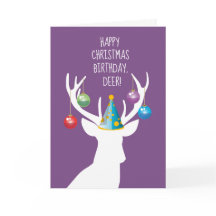 Tarjeta de venado de cumpleaños de Navidades felic