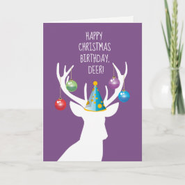Tarjeta de venado de cumpleaños de Navidades felic