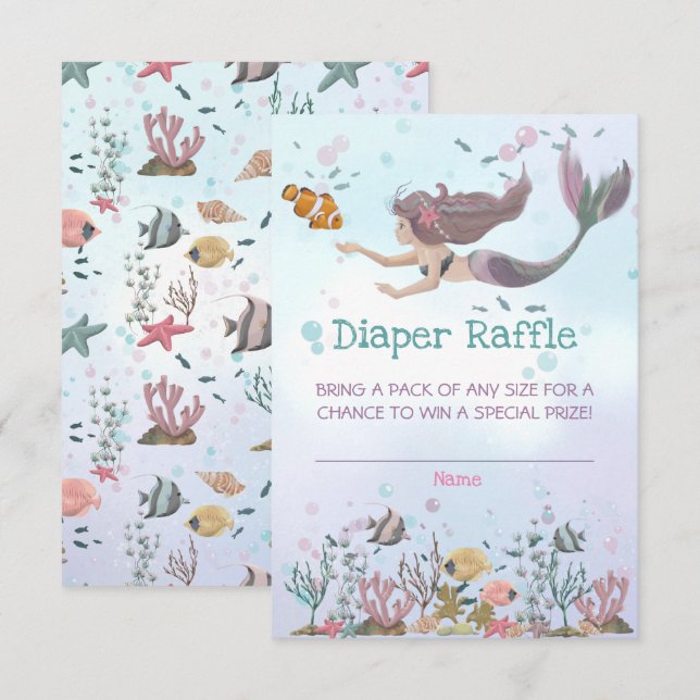 Tarjeta De Venta De Raffle De Mermaid Under Sea Di (Anverso / Reverso)