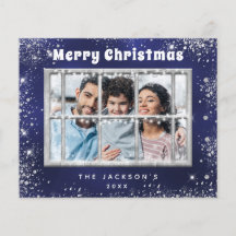 Tarjeta de ventana de fotos azul de plata para Nav