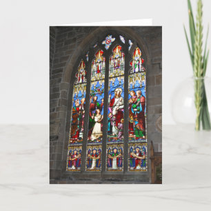 Tarjeta de ventana de vidrio manchado religioso
