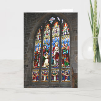 Tarjeta de ventana de vidrio manchado religioso