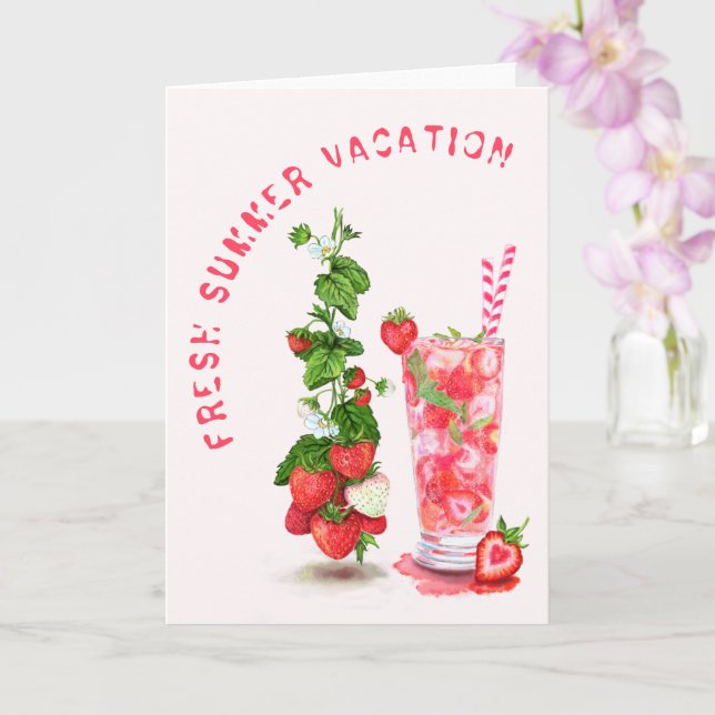 Tarjeta de verano de fresa fresca (Orquídea)
