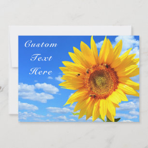 Tarjeta de verano de girasol con texto Personaliza