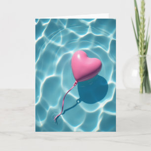 Tarjeta de verano de globo aerostático con corazón