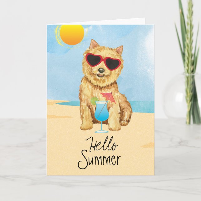 Tarjeta de verano Norwich Terrier (Anverso)
