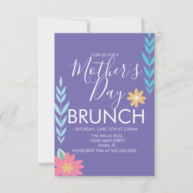 Tarjeta de verde de primavera de brunch del día de (Anverso)